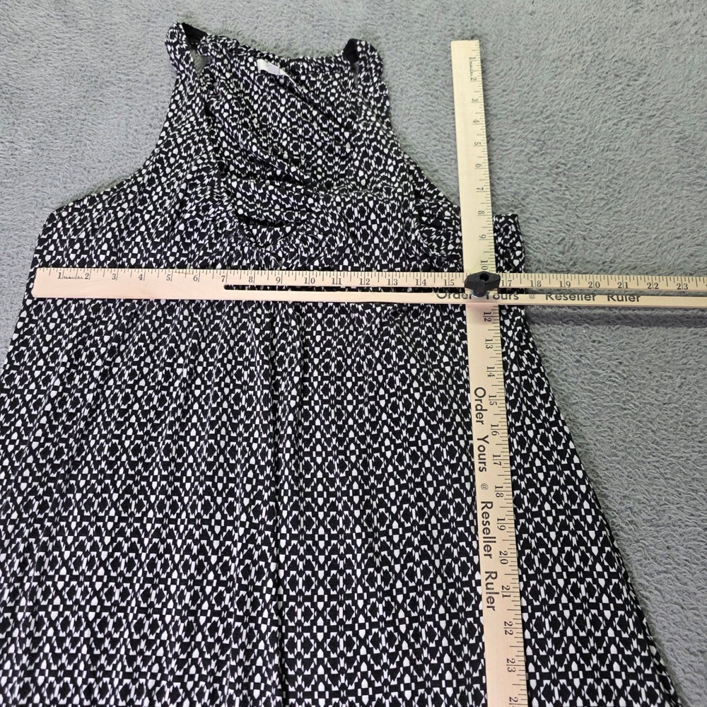 Anne Klein Womens 2X Maxi Dress Black White Geometric Lace-up Sleeveless 5827 - Picture 2 of 7